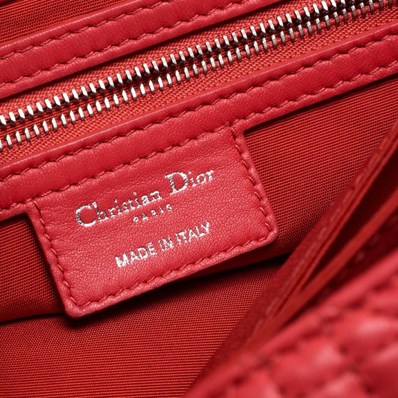 Dior Red Cannage Leather New Lock Flap Bag 5