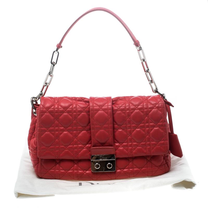 Dior Red Cannage Leather New Lock Flap Bag 6