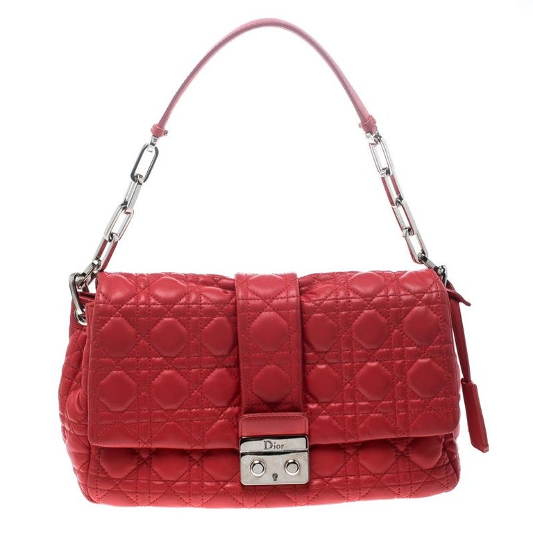 Dior Red Cannage Leather New Lock Flap Bag at 1stDibs