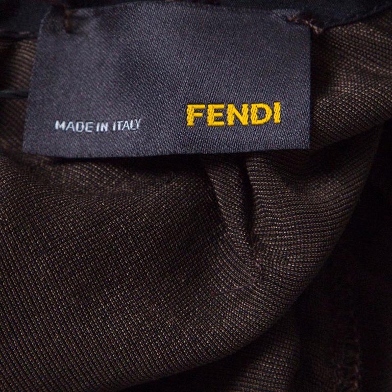 Fendi Colorblock Velvet Fuzzy Panel Detail Long Sleeve Top M For Sale ...