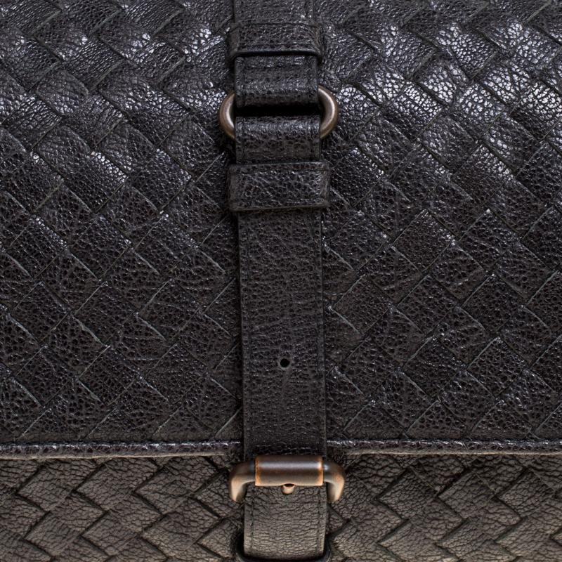 Bottega Veneta Black Shimmering Intrecciato Leather Clutch 1