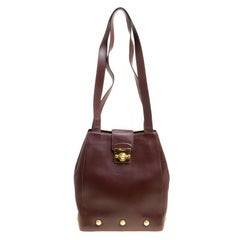 Salvatore Ferragamo Brown Leather Vintage Golden Motifs Shoulder Bag