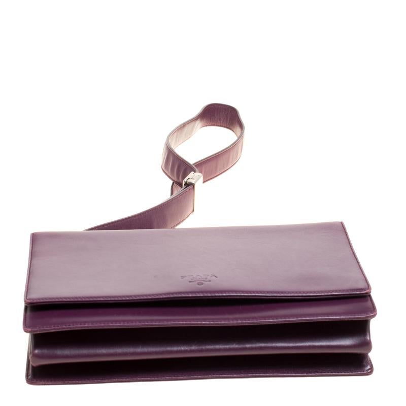 Prada Purple Leather Flap Shoulder Bag 1