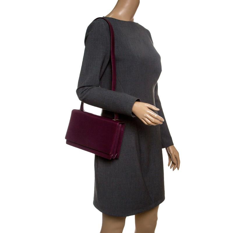 Black Prada Purple Leather Flap Shoulder Bag