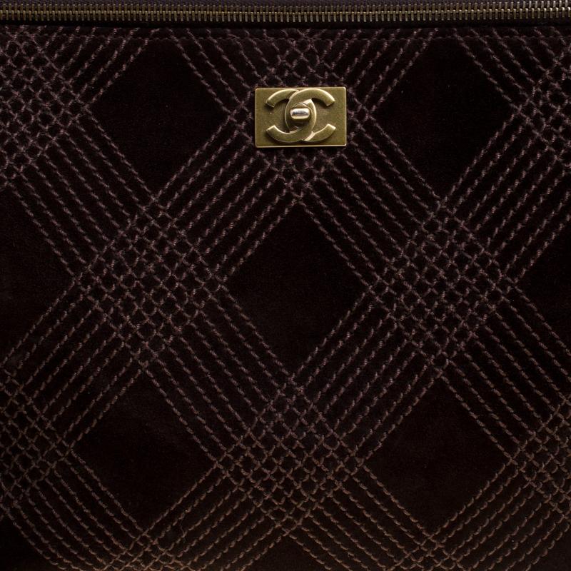 Chanel Brown Quilted Suede Wild Stitch Shoulder Bag 5