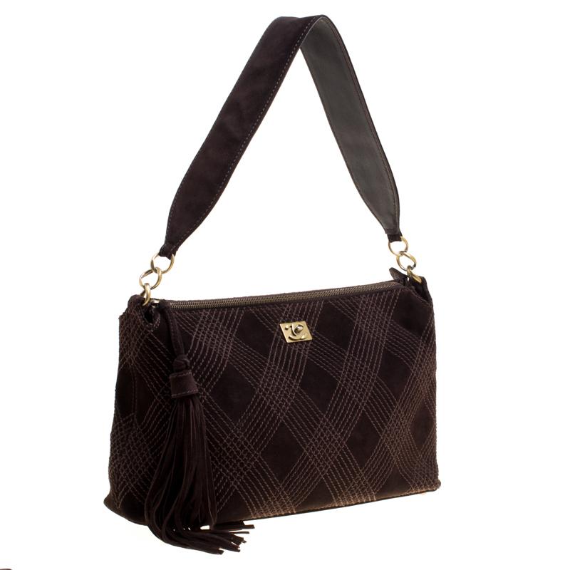 Chanel Brown Quilted Suede Wild Stitch Shoulder Bag 7