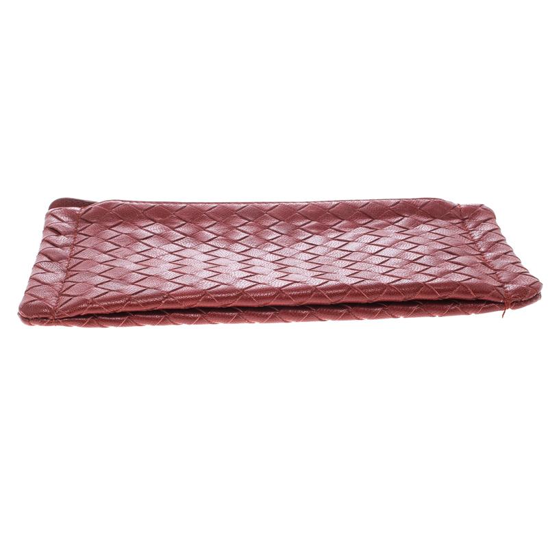 Bottega Veneta Red Intrecciato Leather Pouch 3
