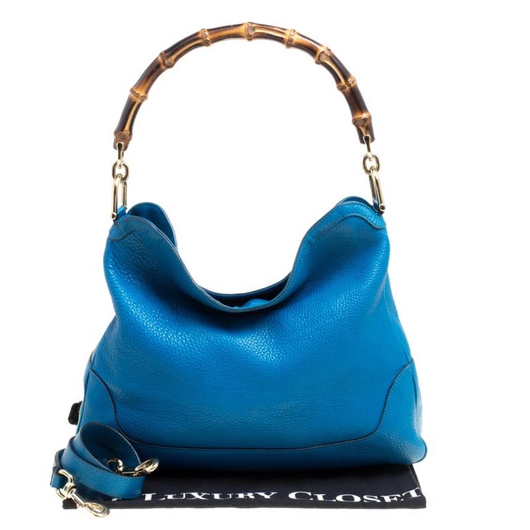 Gucci Blue Leather Medium Diana Bamboo Shoulder Bag at 1stDibs