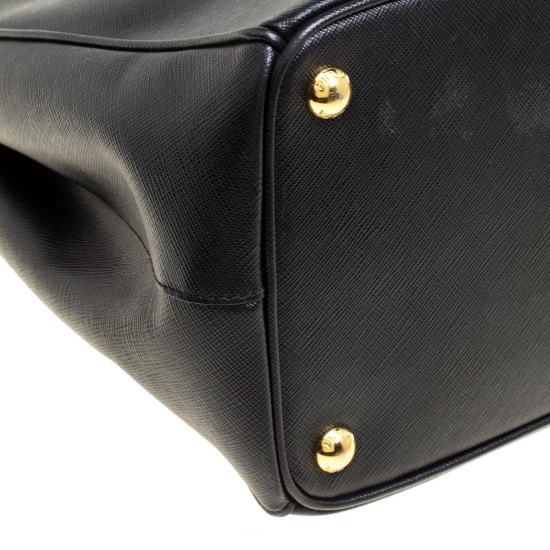 Prada Black Saffiano Lux Leather Medium Double Zip Tote 3