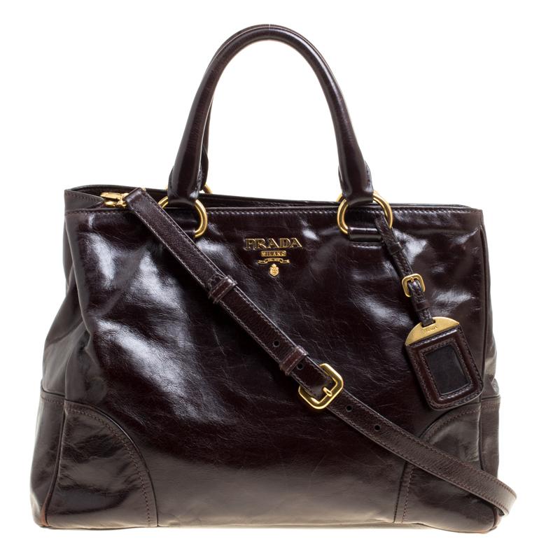 Prada Brown Leather Convertible Tote