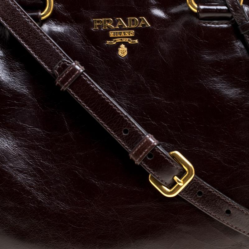 Women's Prada Brown Leather Convertible Tote