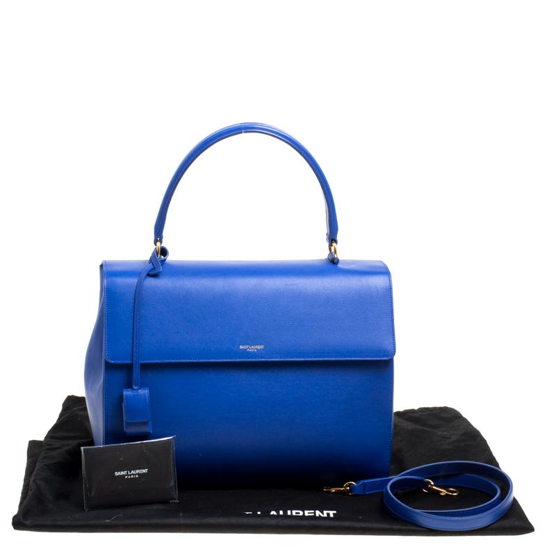 Women's Saint Laurent Blue Leather Medium Moujik Top Handle Bag