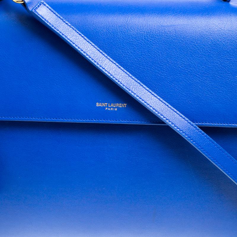 Saint Laurent Blue Leather Medium Moujik Top Handle Bag 3