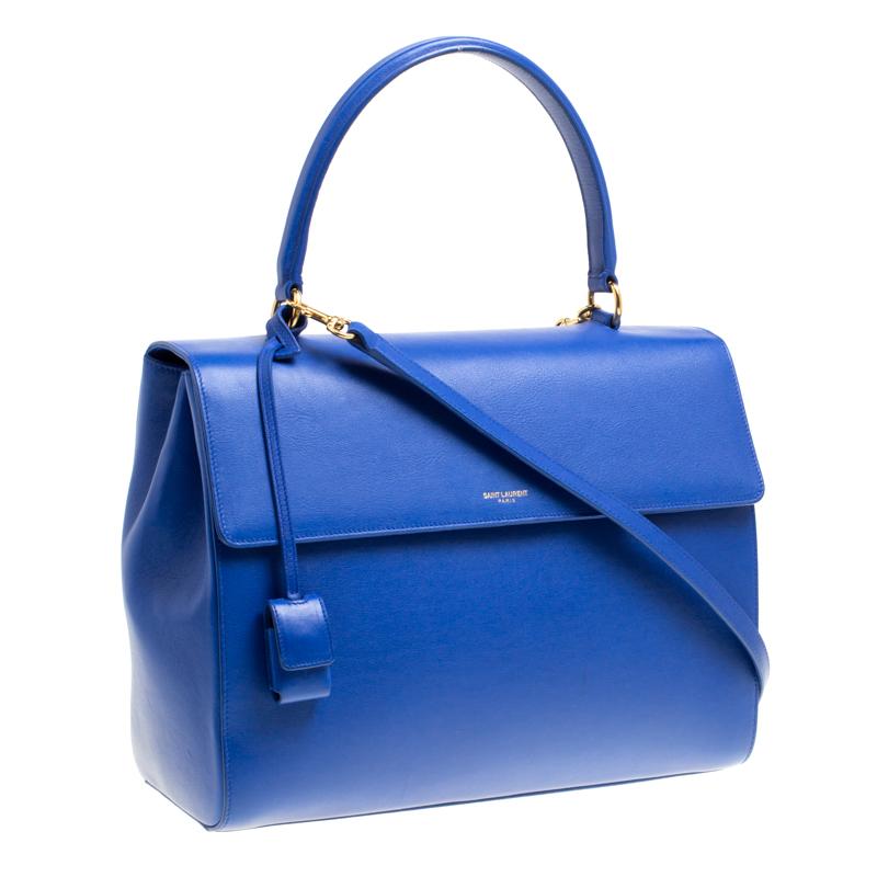 Saint Laurent Blue Leather Medium Moujik Top Handle Bag 4