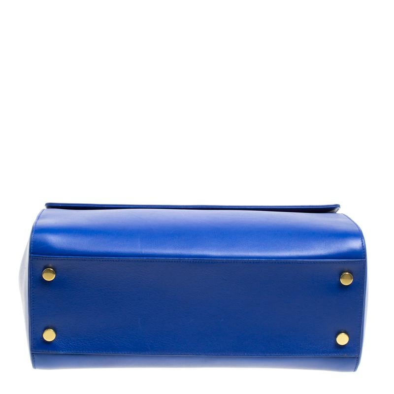 Saint Laurent Blue Leather Medium Moujik Top Handle Bag 5