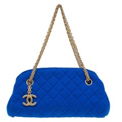 Chanel Blue Quilted Jersey Small Just Mademoiselle Bowler Bag
