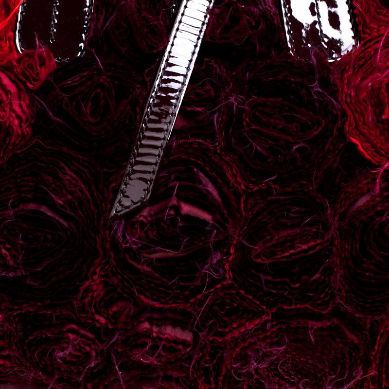 Valentino Burgundy/Red Nylon Petale Rose Tote 6