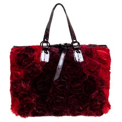 Valentino Burgundy/Red Nylon Petale Rose Tote