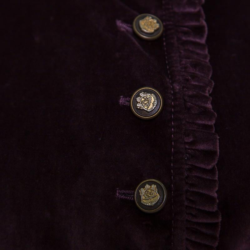 Dolce and Gabbana Purple Velvet Ruffled Trim Jacket M 1