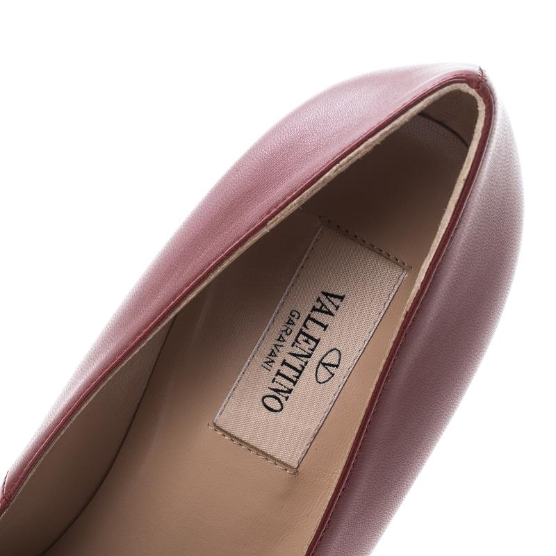 Valentino Red Leather Soul Rockstud Block Heel Pumps Size 38 2