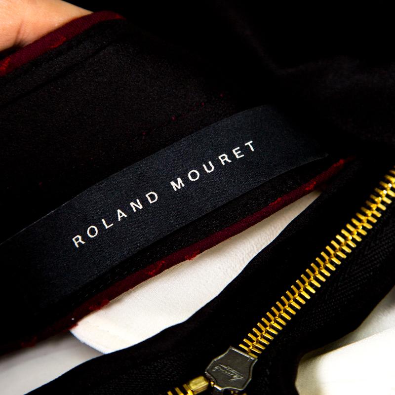 Women's Roland Mouret Colorblock Jacquard Cutout Long Sleeve Shapur Dress S