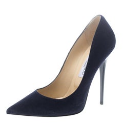 Jimmy Choo Oxford Blue Suede Anouk Pointed Toe Pumps Size 40