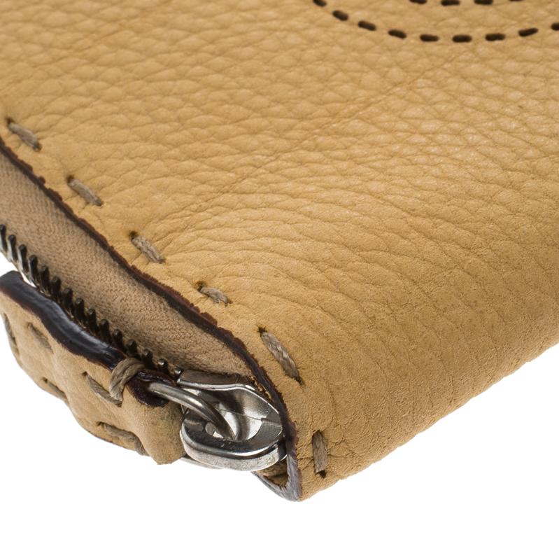 Women's Fendi Tan Selleria Leather Zip Around Wallet