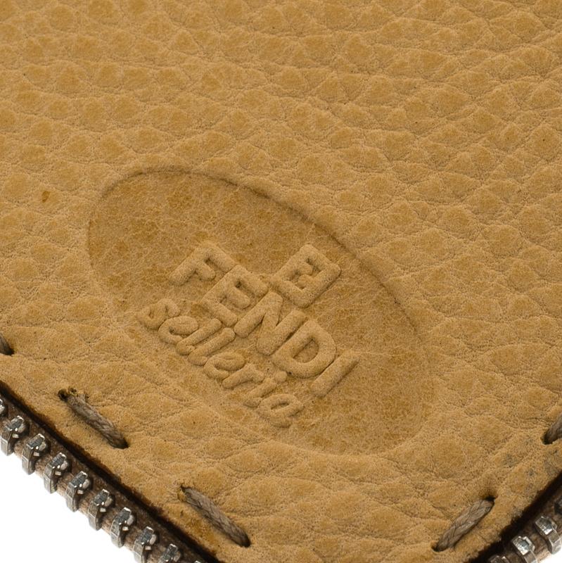 Fendi Tan Selleria Leather Zip Around Wallet 3