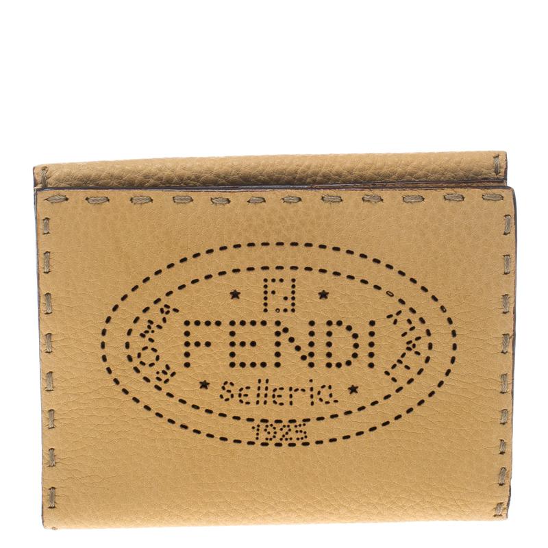 Fendi Tan Selleria Leather Compact Wallet