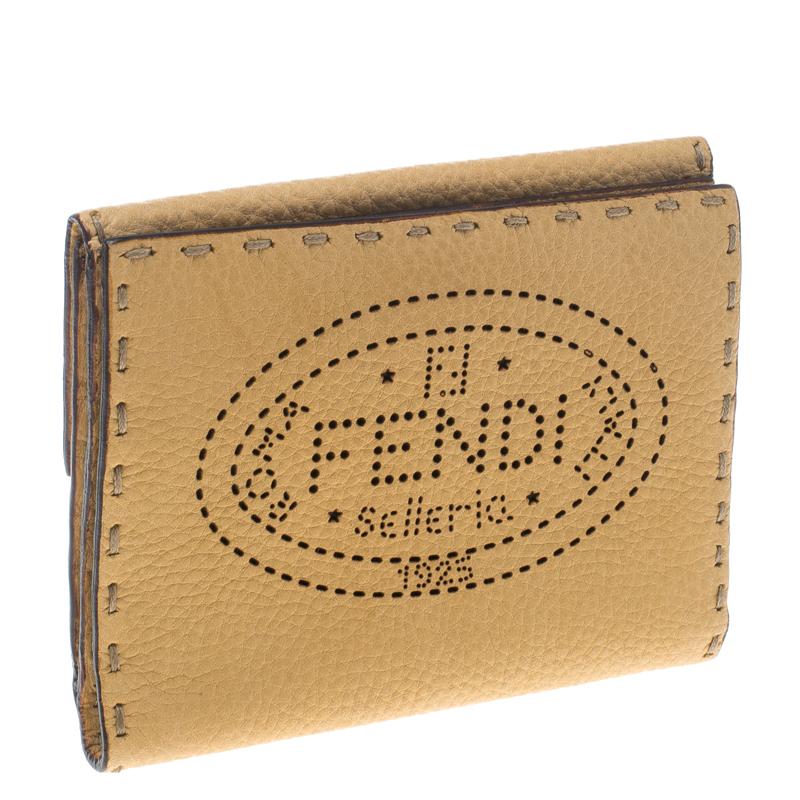 Fendi Tan Selleria Leather Compact Wallet 5