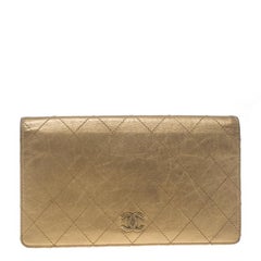 Chanel Gold Quilted Leather Classic Bifold Continental Wallet
