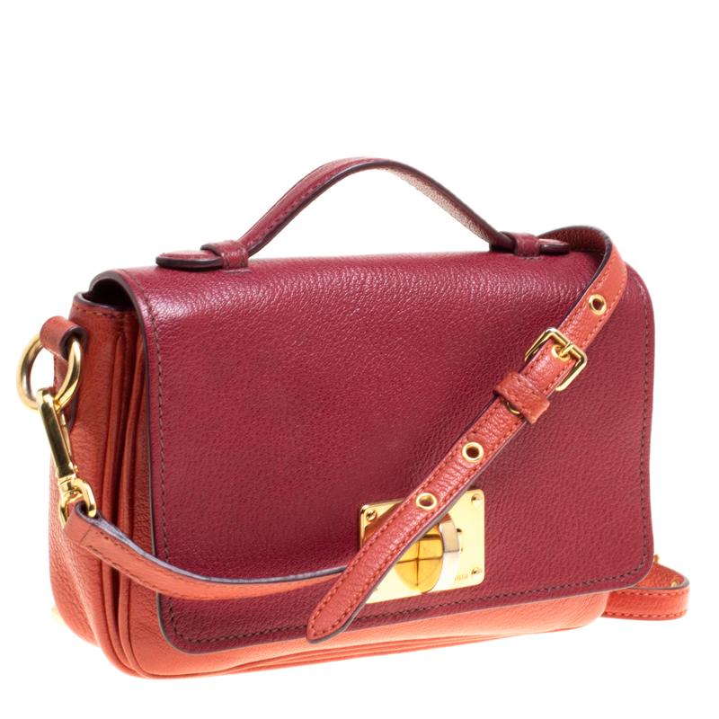 Women's Miu Miu Red/Burgundy Leather Turnlock Crossbody Bag