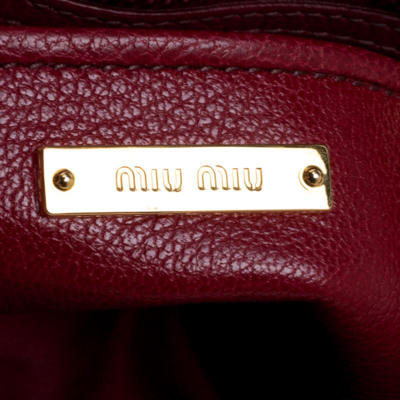 Miu Miu Red/Burgundy Leather Turnlock Crossbody Bag 3