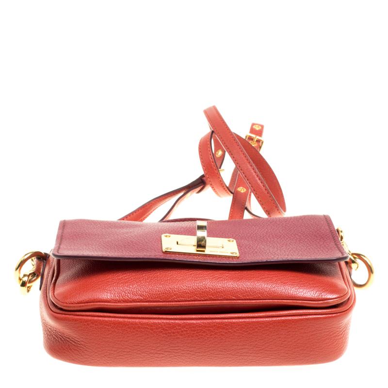 Miu Miu Red/Burgundy Leather Turnlock Crossbody Bag 4