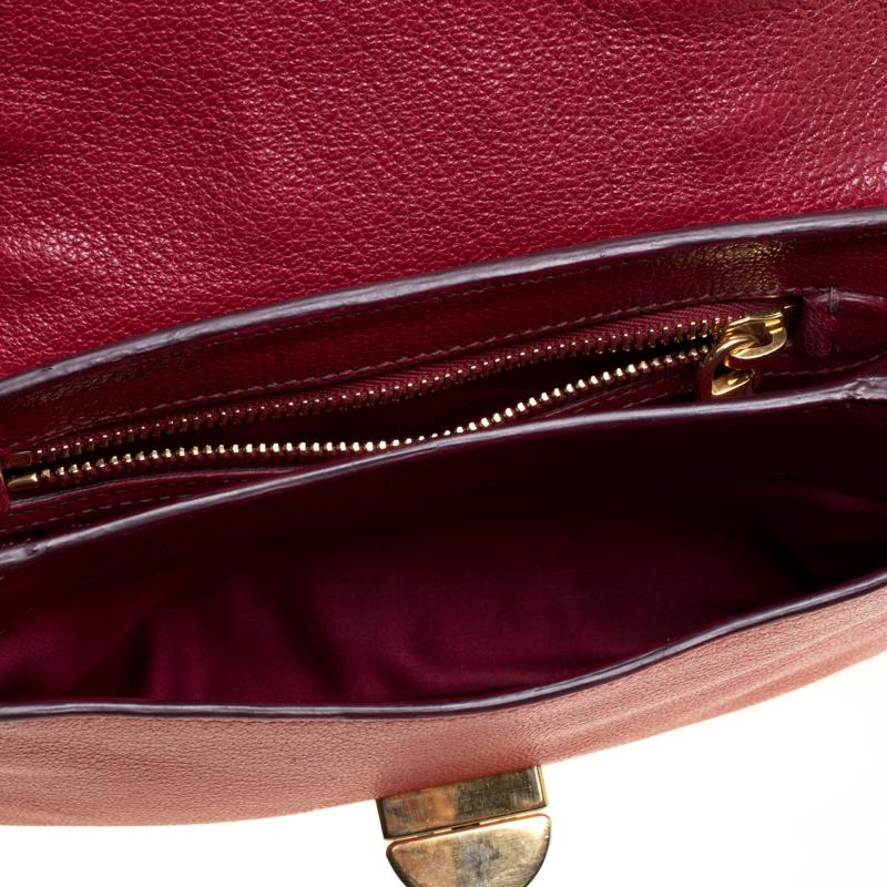 Miu Miu Red/Burgundy Leather Turnlock Crossbody Bag 6