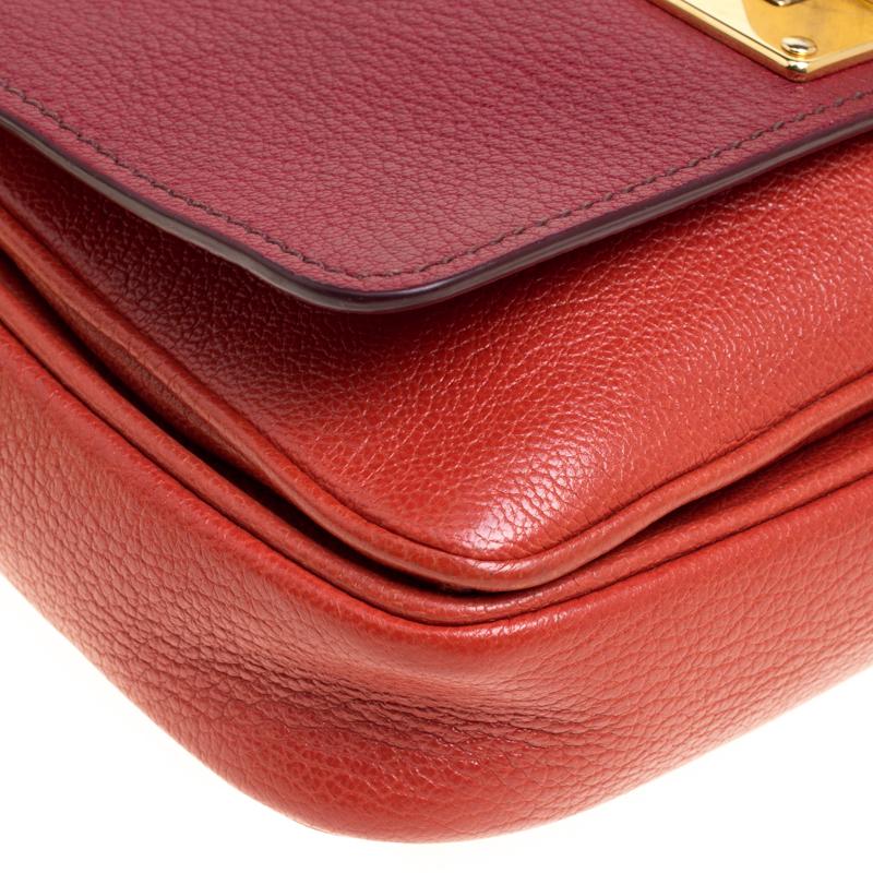 Miu Miu Red/Burgundy Leather Turnlock Crossbody Bag 5