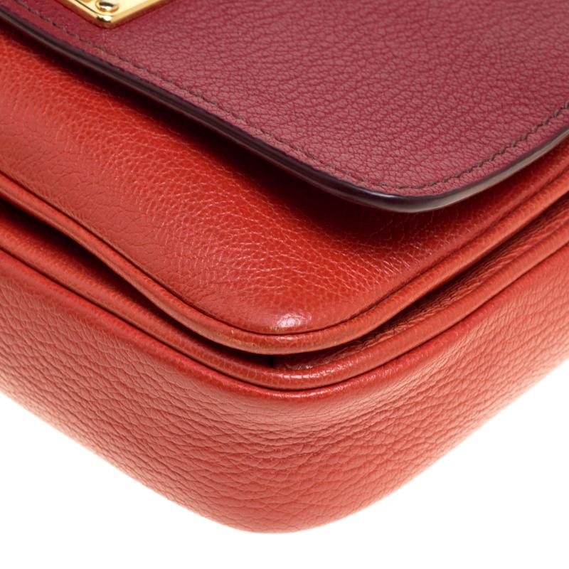 Miu Miu Red/Burgundy Leather Turnlock Crossbody Bag 7