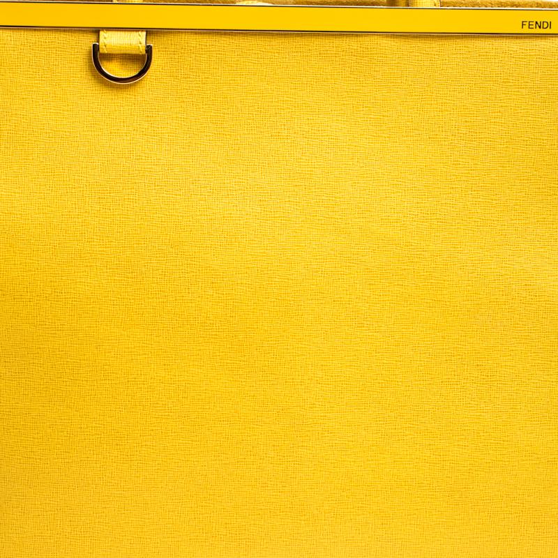 Women's Fendi Yellow Saffiano Leather Large 2Jours Tote