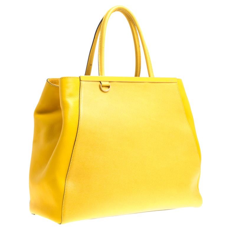 Fendi Yellow Saffiano Leather Large 2Jours Tote 1