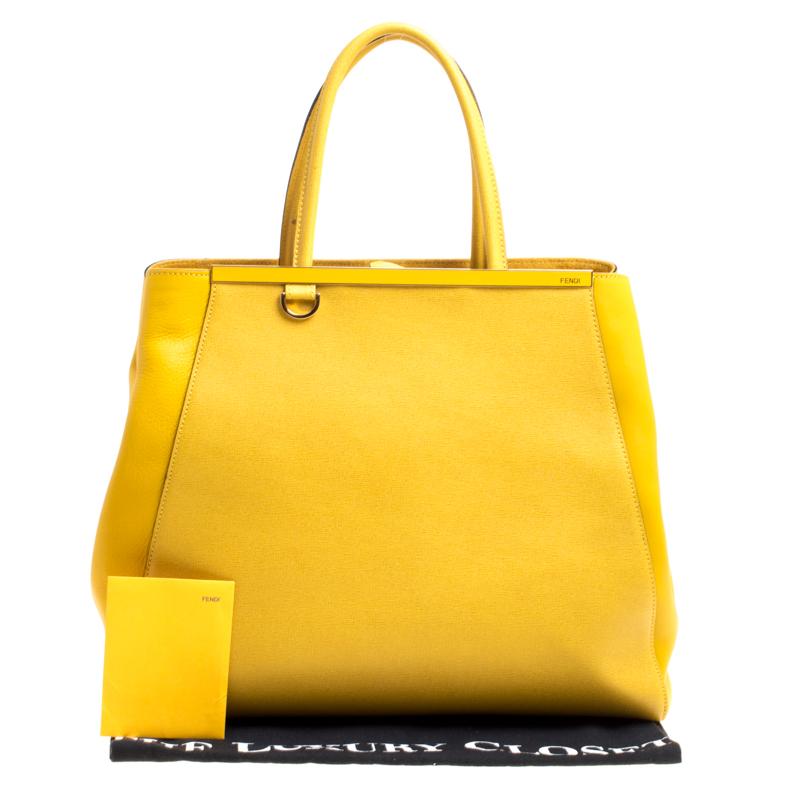 Fendi Yellow Saffiano Leather Large 2Jours Tote 3