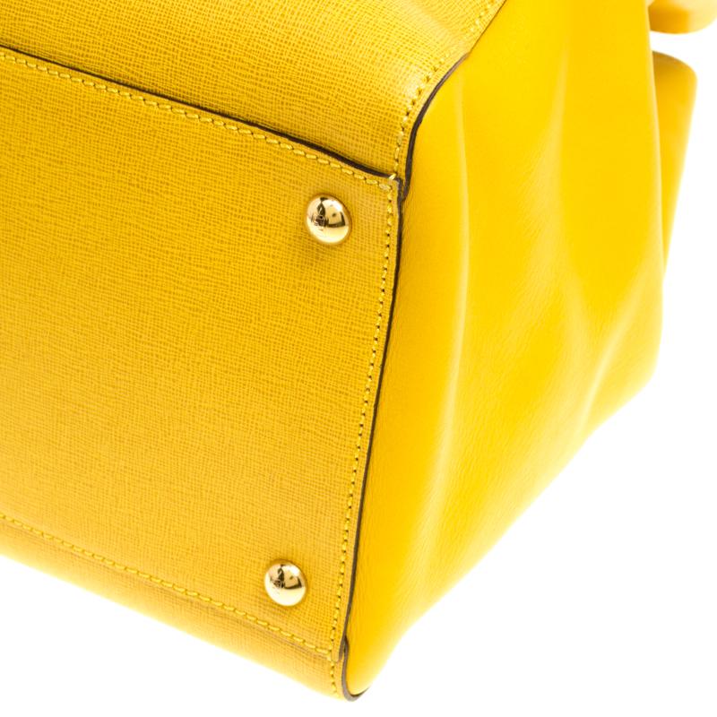 Fendi Yellow Saffiano Leather Large 2Jours Tote 7