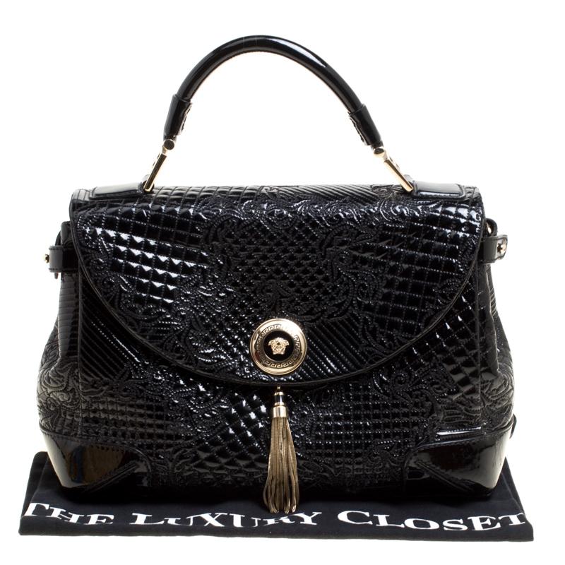 Versace Black Patent Leather Altea Top Handle Bag 3