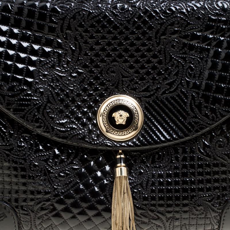 Versace Black Patent Leather Altea Top Handle Bag 5