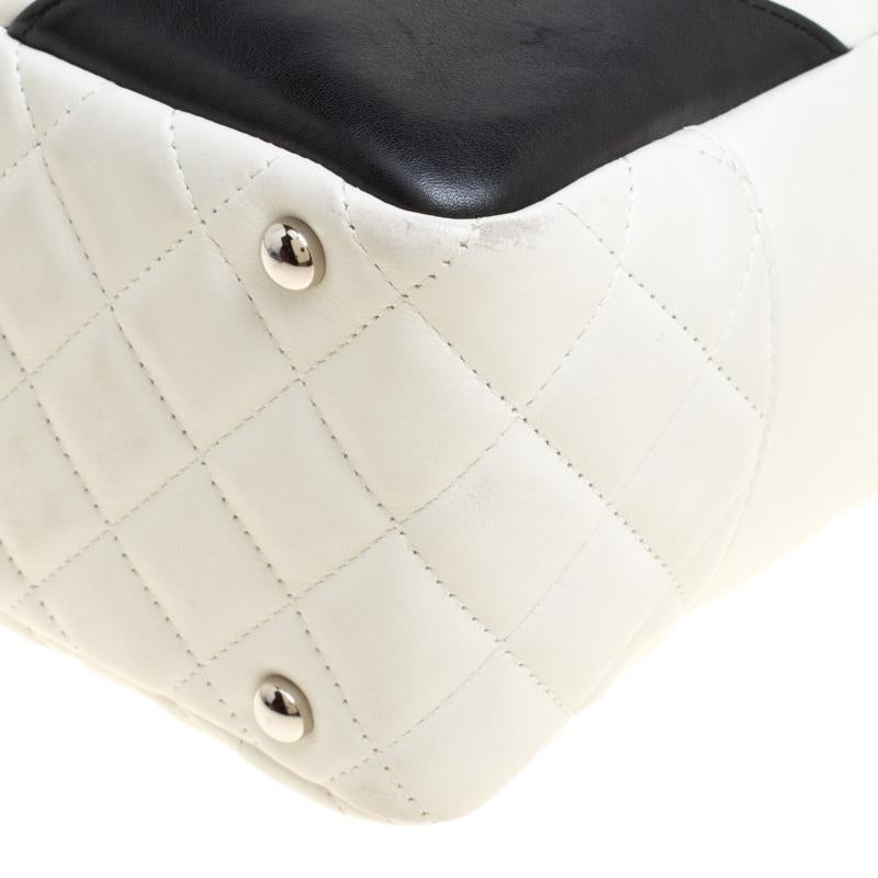 Chanel White Quilted Leather Cambon Ligne Bowler Bag 3