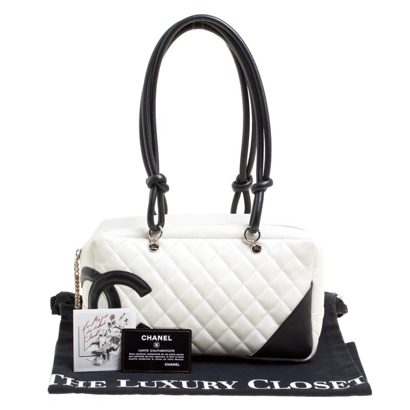 Chanel White Quilted Leather Cambon Ligne Bowler Bag 5