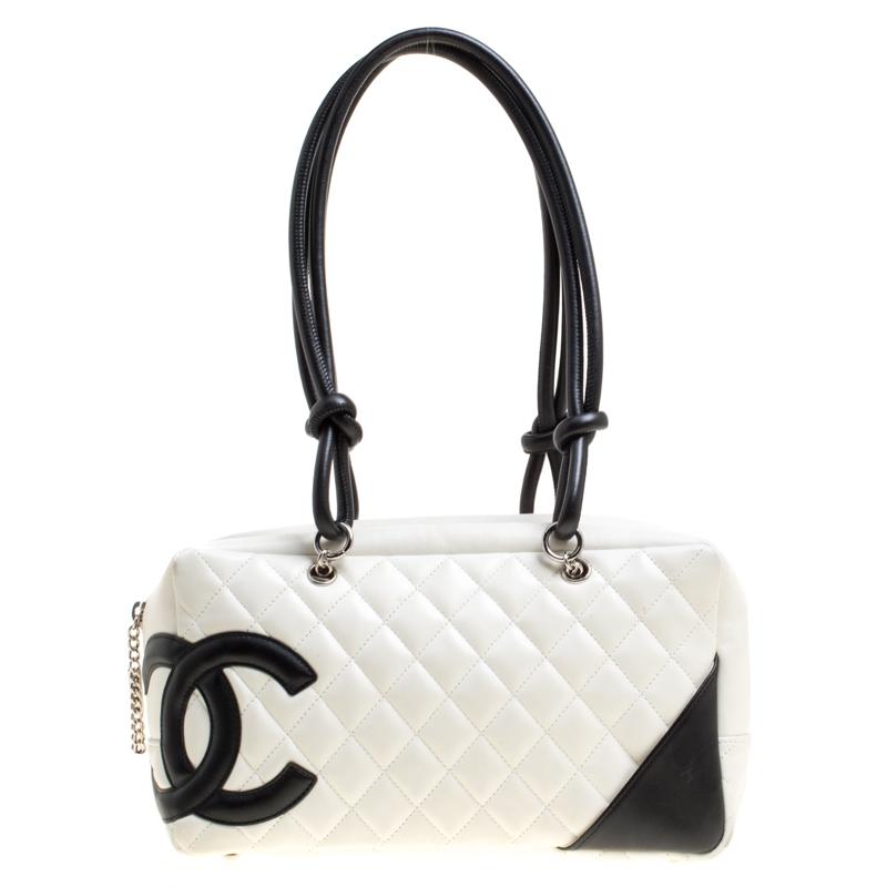 Chanel White Quilted Leather Cambon Ligne Bowler Bag 6
