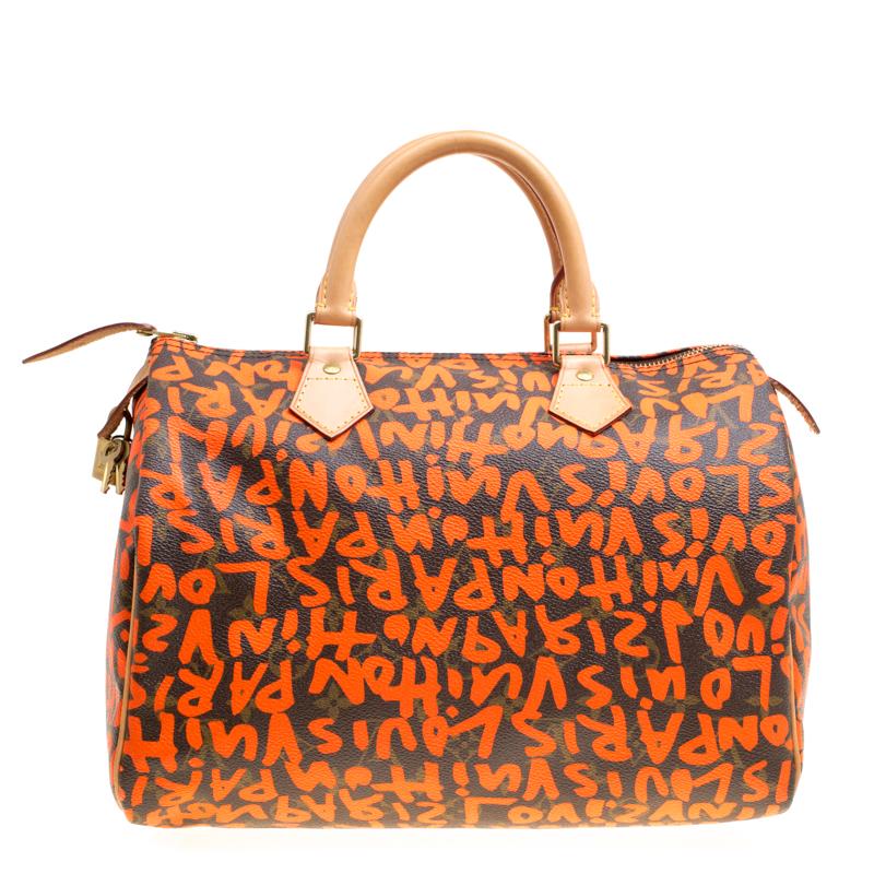 Louis Vuitton Monogram Canvas Neon Orange Graffiti Stephen Sprouse Speedy 30 Bag