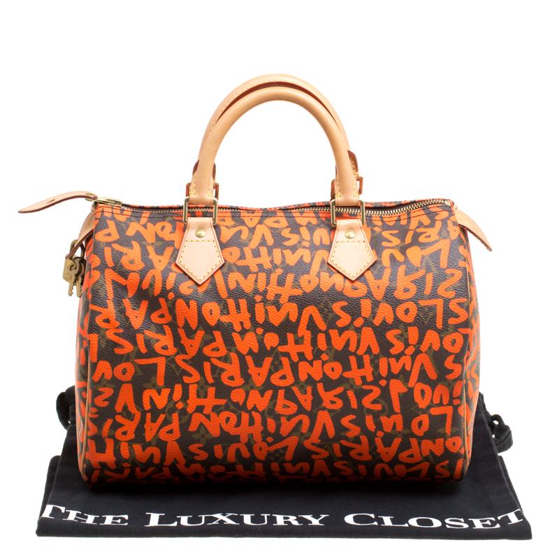 Louis Vuitton Monogram Canvas Neon Orange Graffiti Stephen Sprouse Speedy 30 Bag 5