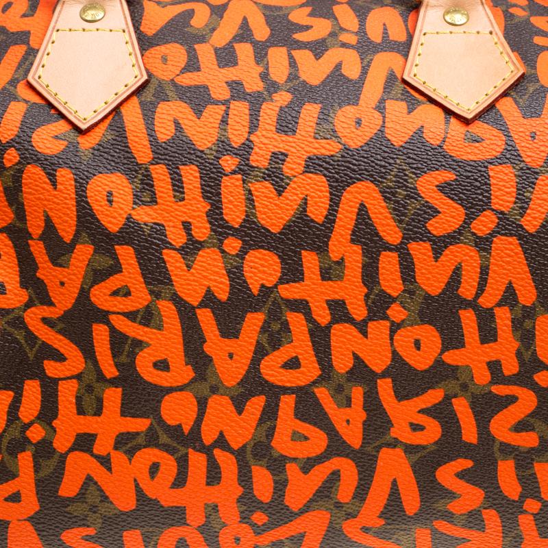 Louis Vuitton Monogram Canvas Neon Orange Graffiti Stephen Sprouse Speedy 30 Bag 2