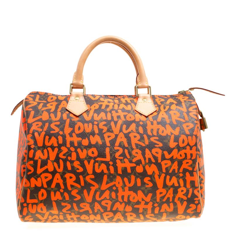 Louis Vuitton Monogram Canvas Neon Orange Graffiti Stephen Sprouse Speedy 30 Bag 3
